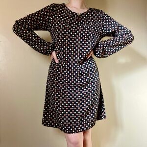 1960’s / 1970’s Circle and Square Print Long Sleeve Dress